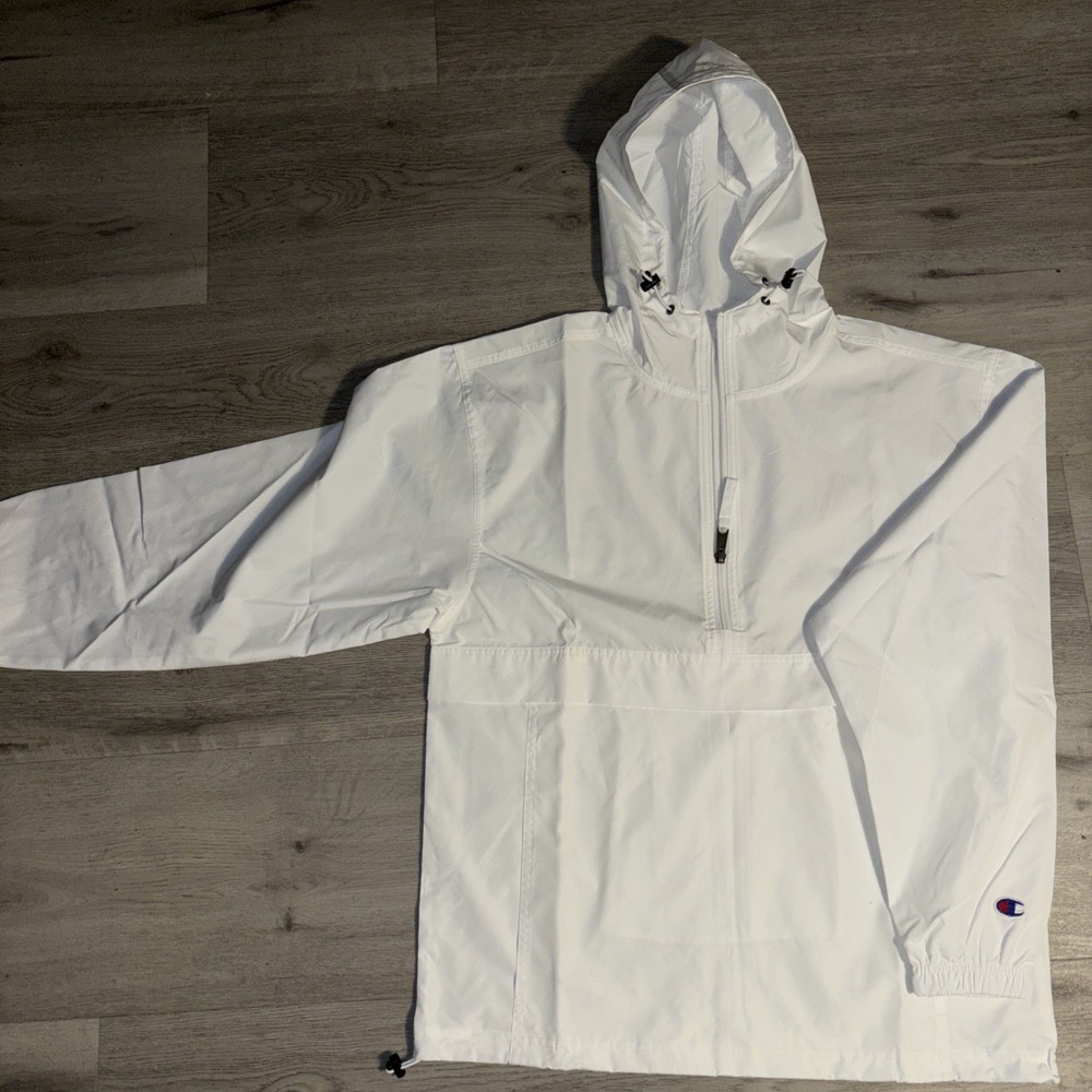 Champion Neighborhood‎ Guide White Hooded Anorak Windbreaker Jacket Small